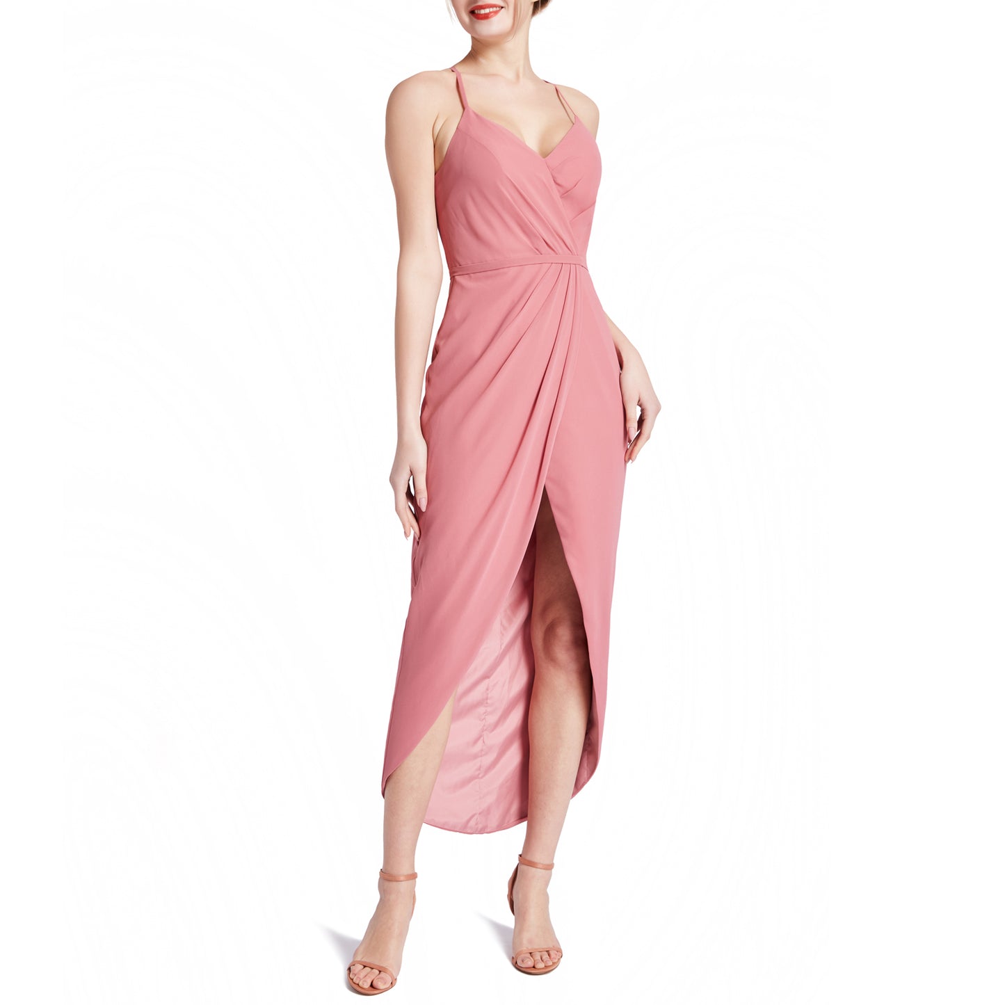 MACloth Damen Hi Lo Sweetheart Wickelkleid Casual Party Cocktailkleid Halbformell