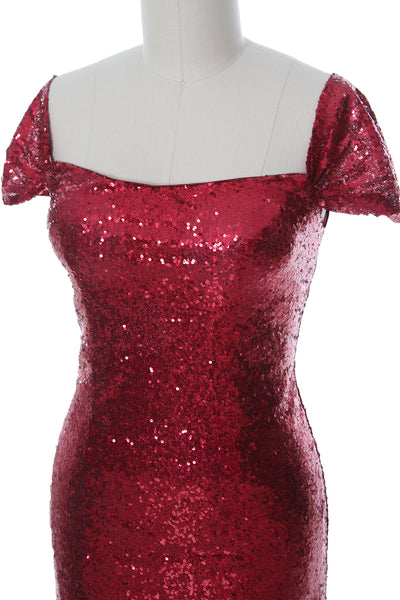 MACloth Women Off the Shoulder Prom Gown Mermaid Sequin Long Formal Evening Gown