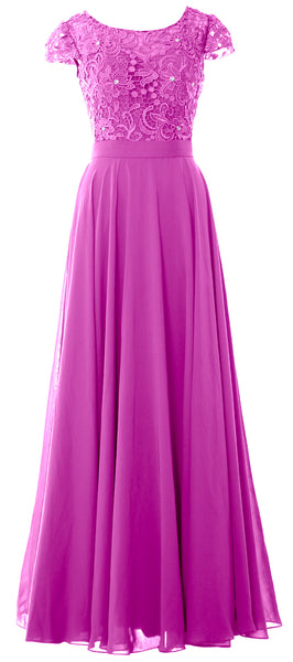 MACloth Women Mother of Bride Dresses Cap Sleeves Wedding Bridesmaid Rehearsal