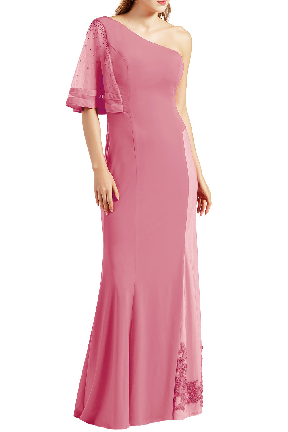 MACloth Women One Shoulder Prom Evening Gown Long Jersey Formal Party Dresses