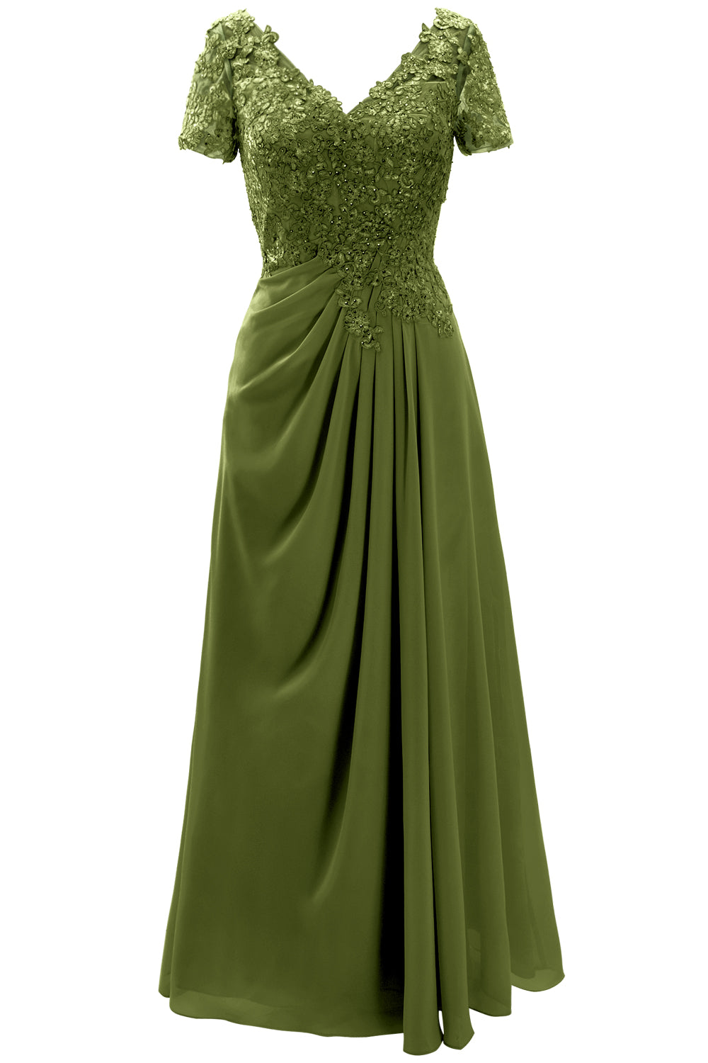 MACloth Damen Kleider für die Brautmutter, kurzärmlig, Spitze, für Hochzeit, Abendkleid