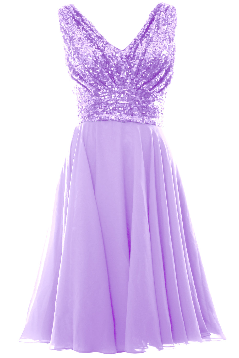 MACloth Women V Neck Sequin Short Wedding Bridesmaid Dresses Mother of Bride