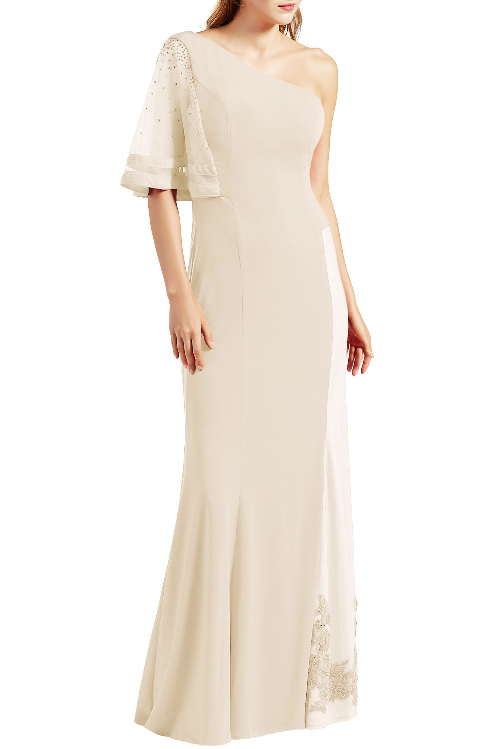 MACloth Women One Shoulder Prom Evening Gown Long Jersey Formal Party Dresses