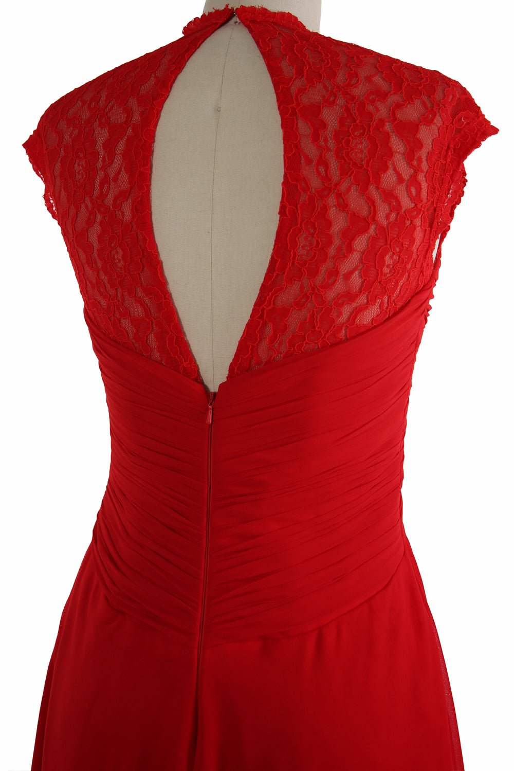 MACloth Women Cap Sleeve Lace Long Prom Dress Chiffon Wedding Party Formal Gown