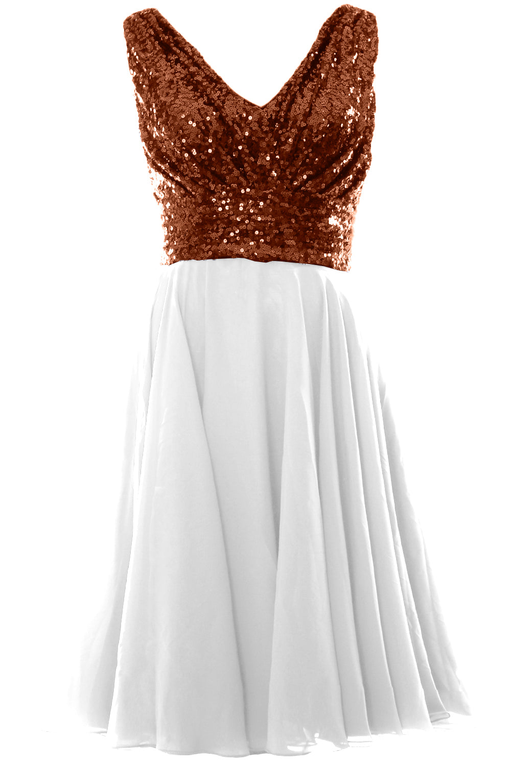 MACloth Women V Neck Sequin Short Wedding Bridesmaid Dresses Mother of Bride