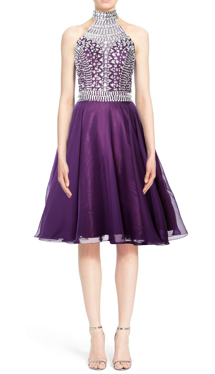 Vestido de fiesta de graduación con cuello alto y cuello halter de MACloth