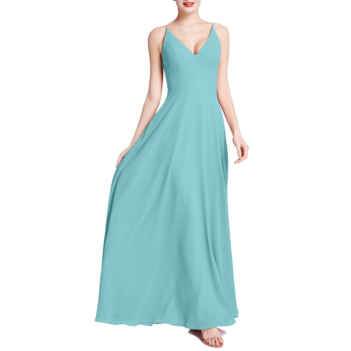 MACloth Mujeres Cuello en V Maxi Boda Fiesta Dama de Honor Vestidos Vestido de Noche