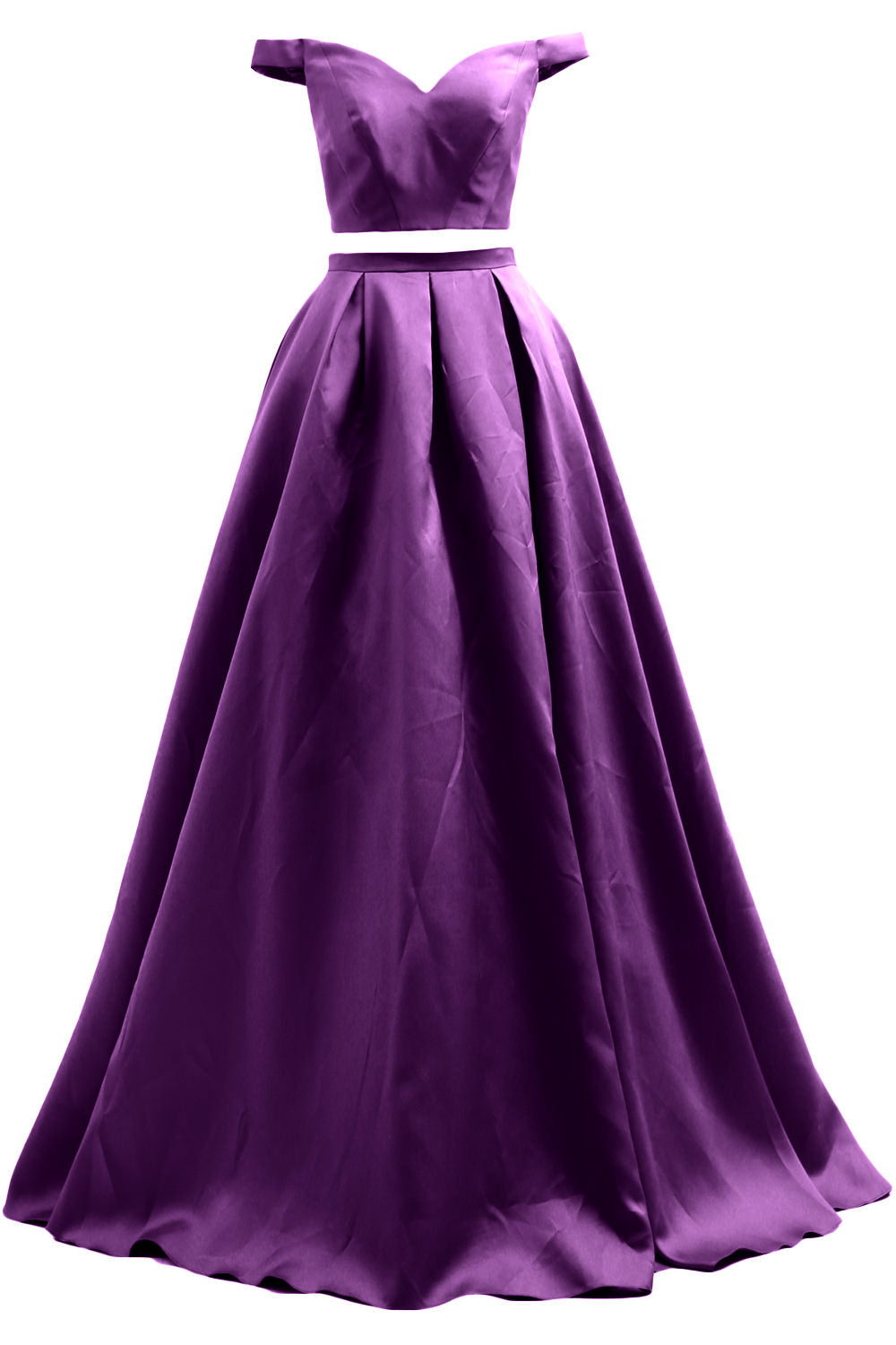 MACloth Women Prom Dresses Two Piece Off Shoulder Formal Evening Ball Gown