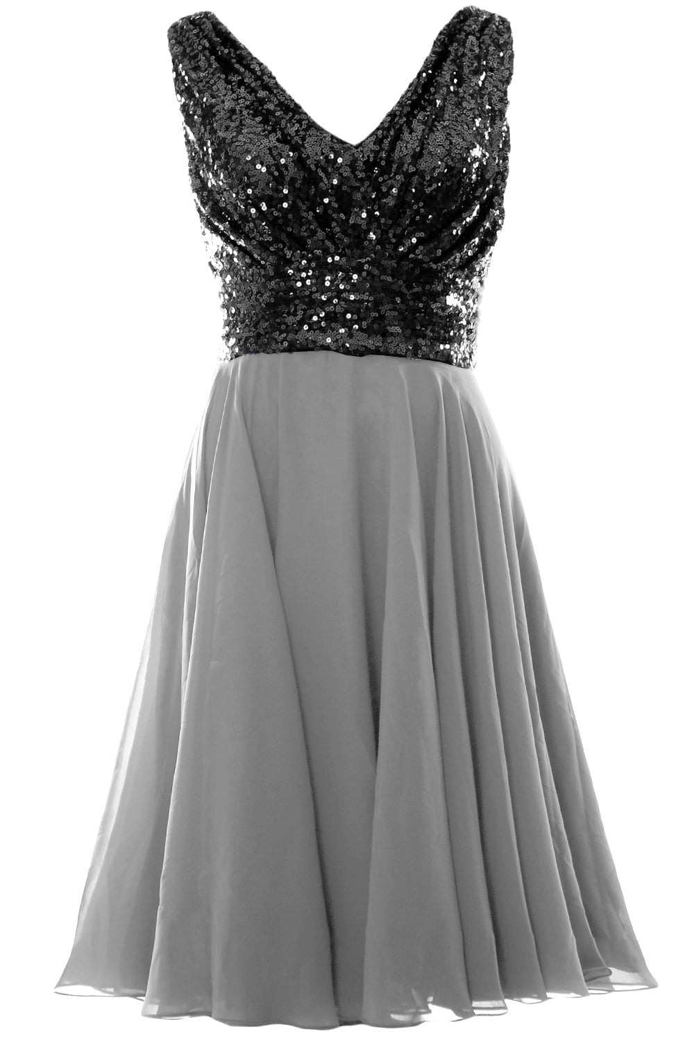 MACloth Women V Neck Sequin Short Wedding Bridesmaid Dresses Mother of Bride