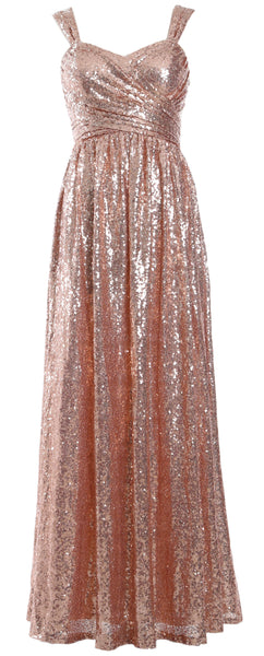 MACloth Sequin Bridesmaid Dresses Long Formal Party Evening Prom Gown Maxi