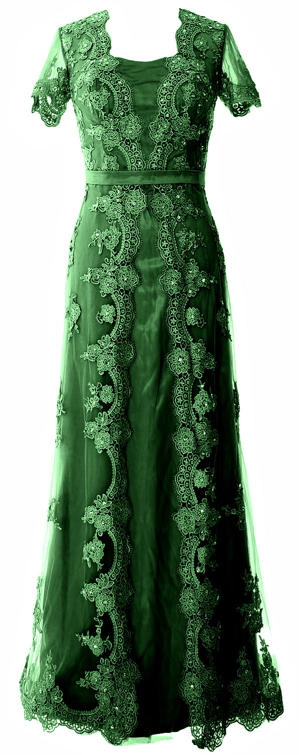 MACloth Damen Kleider für die Brautmutter, kurze Ärmel, Spitze, formelles Abendkleid