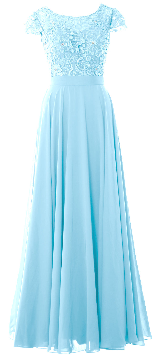 MACloth Damen Kleider für die Brautmutter mit Flügelärmeln, für Hochzeit, Brautjungfer, Probe