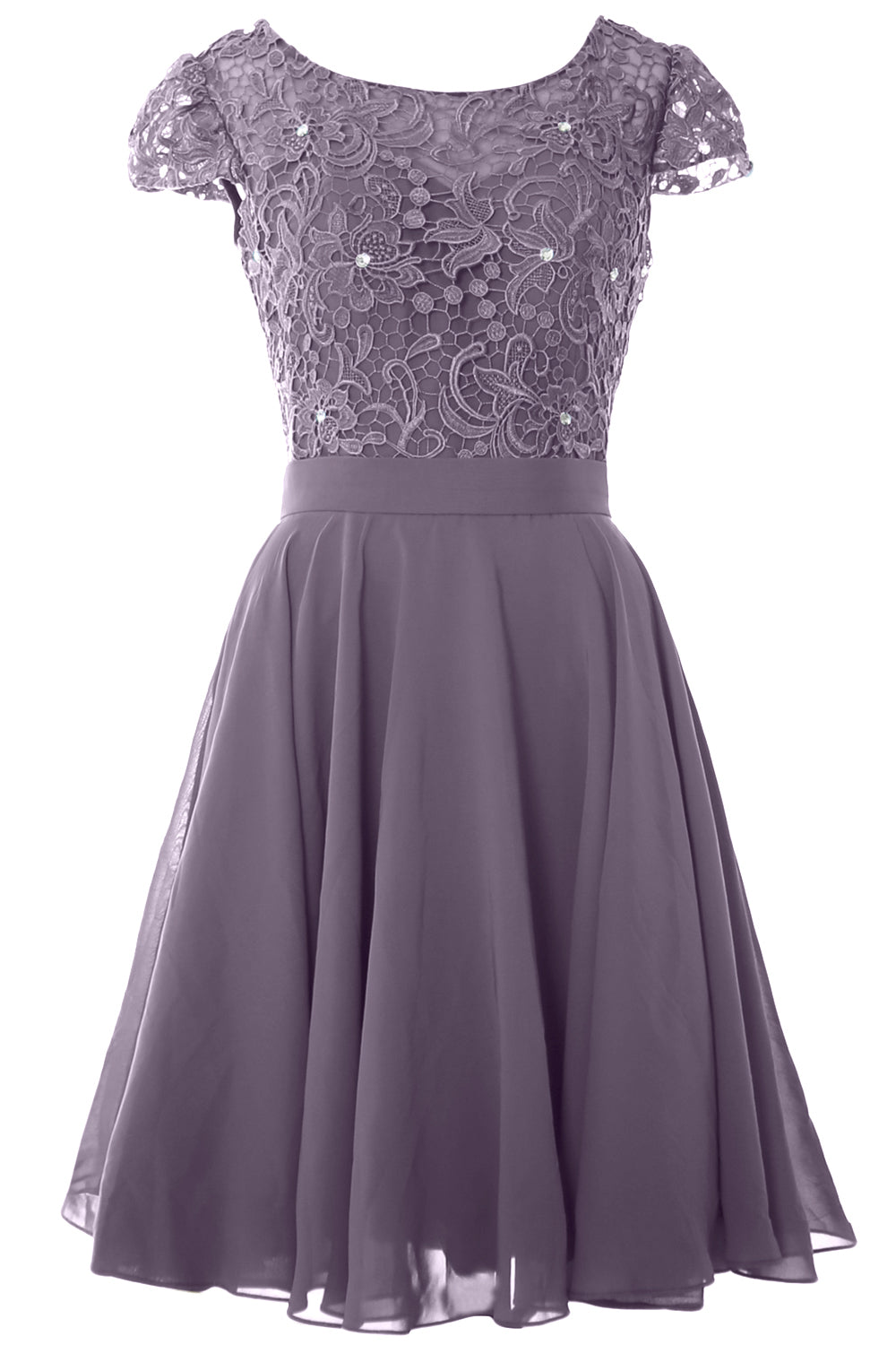 MACloth Women Short Cap Sleeve Lace Wedding Bridesmaid Mother Dresses Homecoming