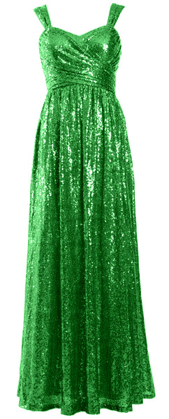 MACloth Sequin Bridesmaid Dresses Long Formal Party Evening Prom Gown Maxi