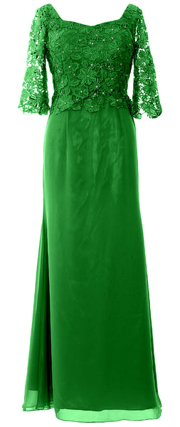 MACloth Women Mother of Bride Dresses Half Sleeves Lace Formal Evening Gown