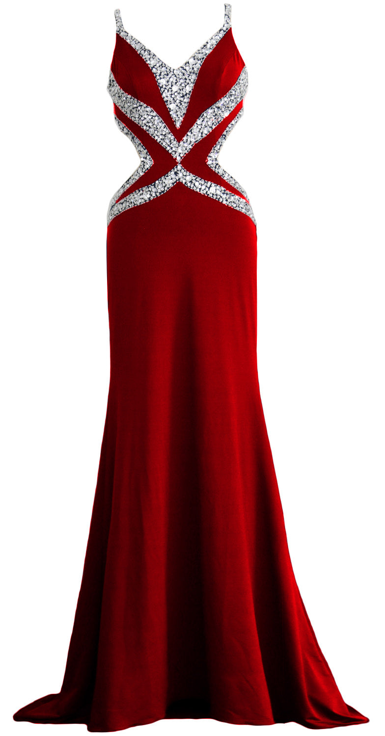 MACloth Damen-Kleid, lang, V-Ausschnitt, sexy, Meerjungfrau, Abschlussball, Partykleid, formelles Abendkleid