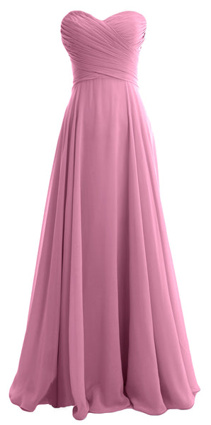 MACloth Women Sweetheart Chiffon A Line Long Bridesmaid Dresses Wedding Maxi