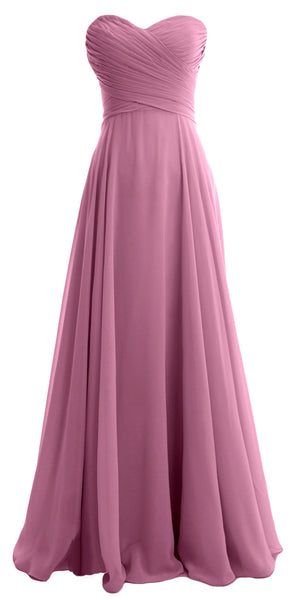 MACloth Women Sweetheart Chiffon A Line Long Bridesmaid Dresses Wedding Maxi