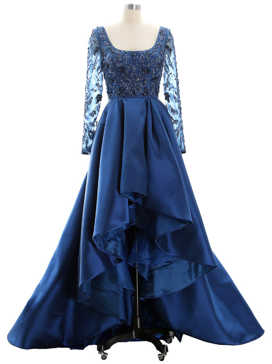 MACloth Damen Lange Ärmel Hi-Lo Abendkleid für die Brautmutter