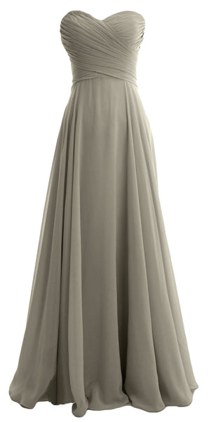 MACloth Women Sweetheart Chiffon A Line Long Bridesmaid Dresses Wedding Maxi