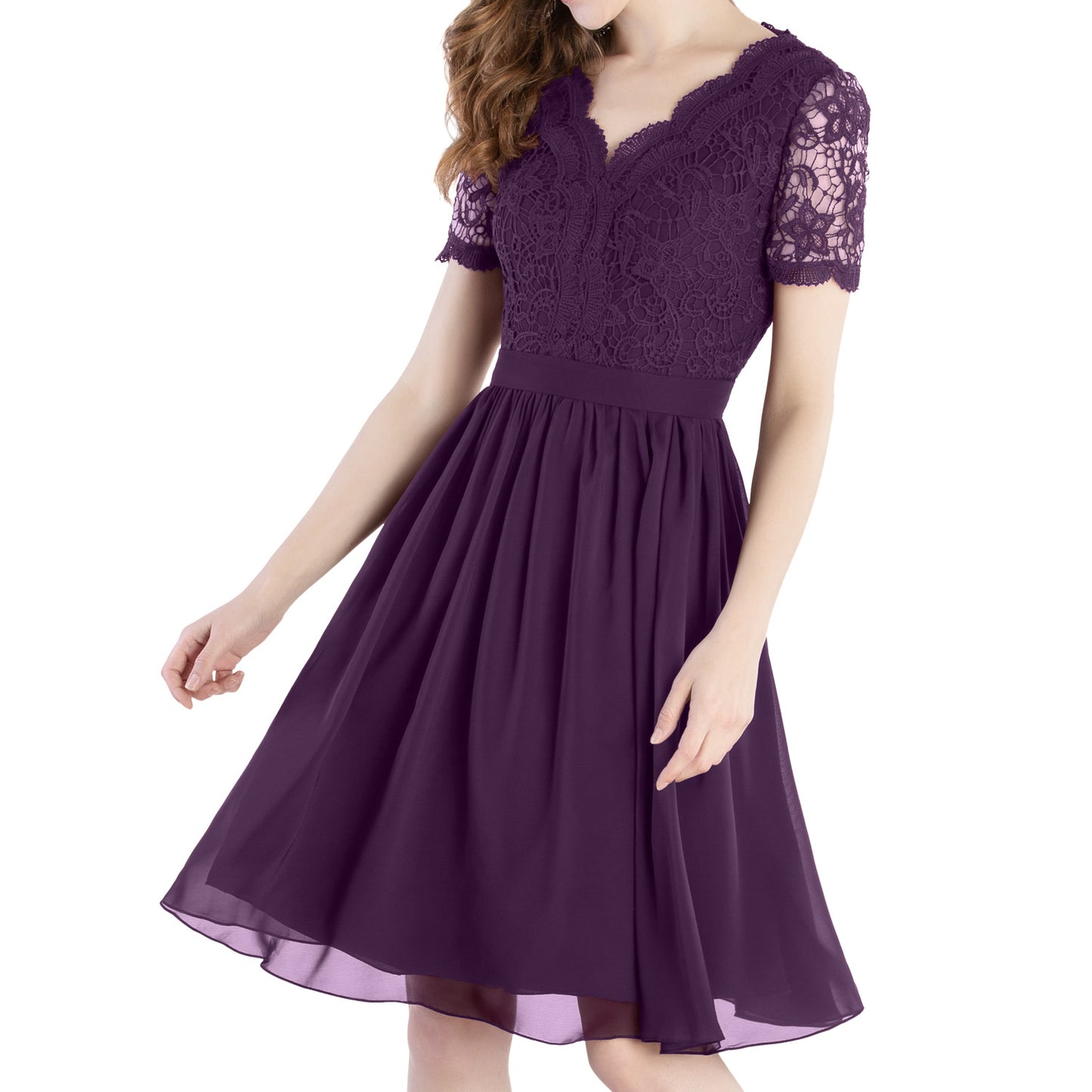 MACloth Mother of Bride Dresses Short Sleeves Wedding Guest Party Formal Gown Dusty Mauve