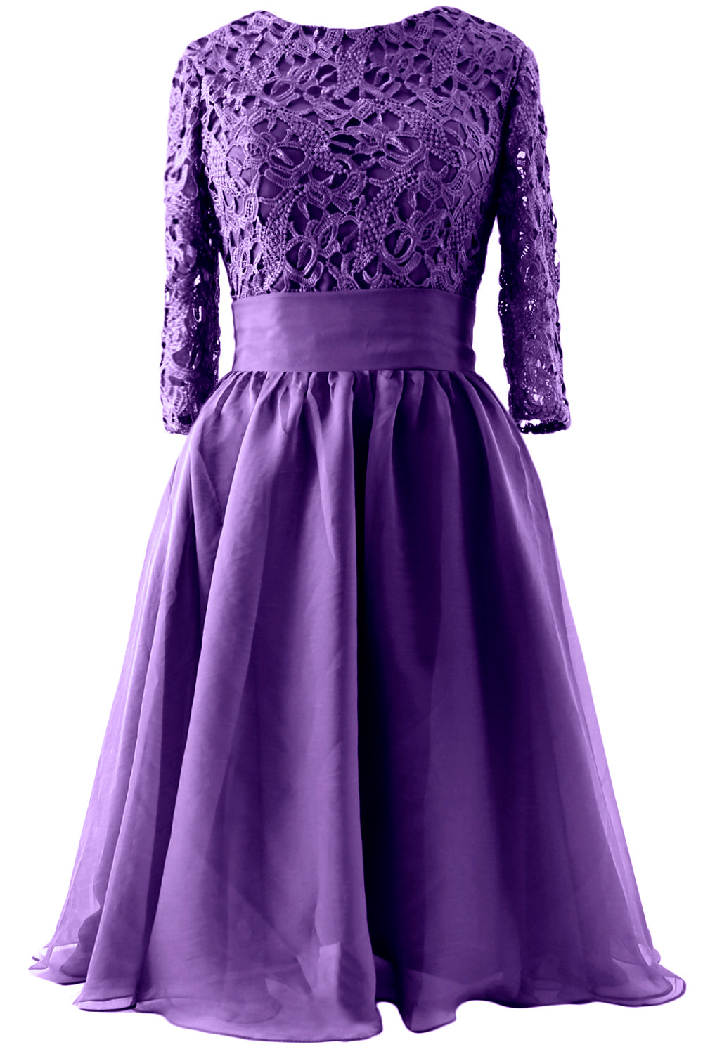MACloth Women 3/4 Sleeve Lace Short Mother of Bride Dress Formal Evening Gown