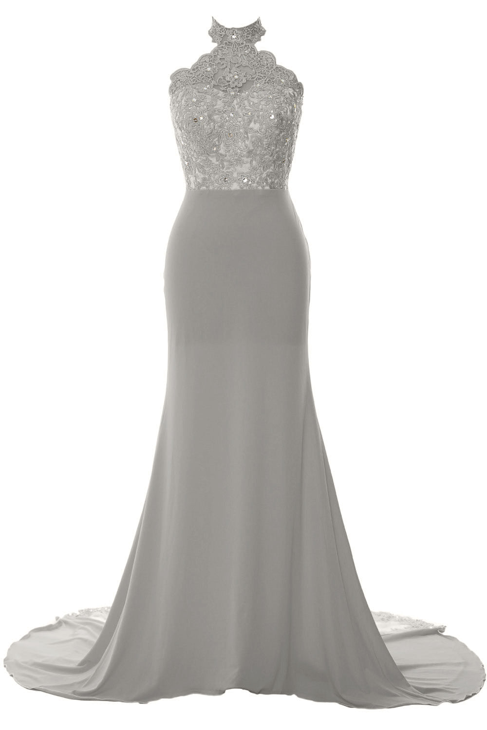 MACloth Women Prom Dresses Mermaid Sleeveless Lace Evening Party Formal Gown