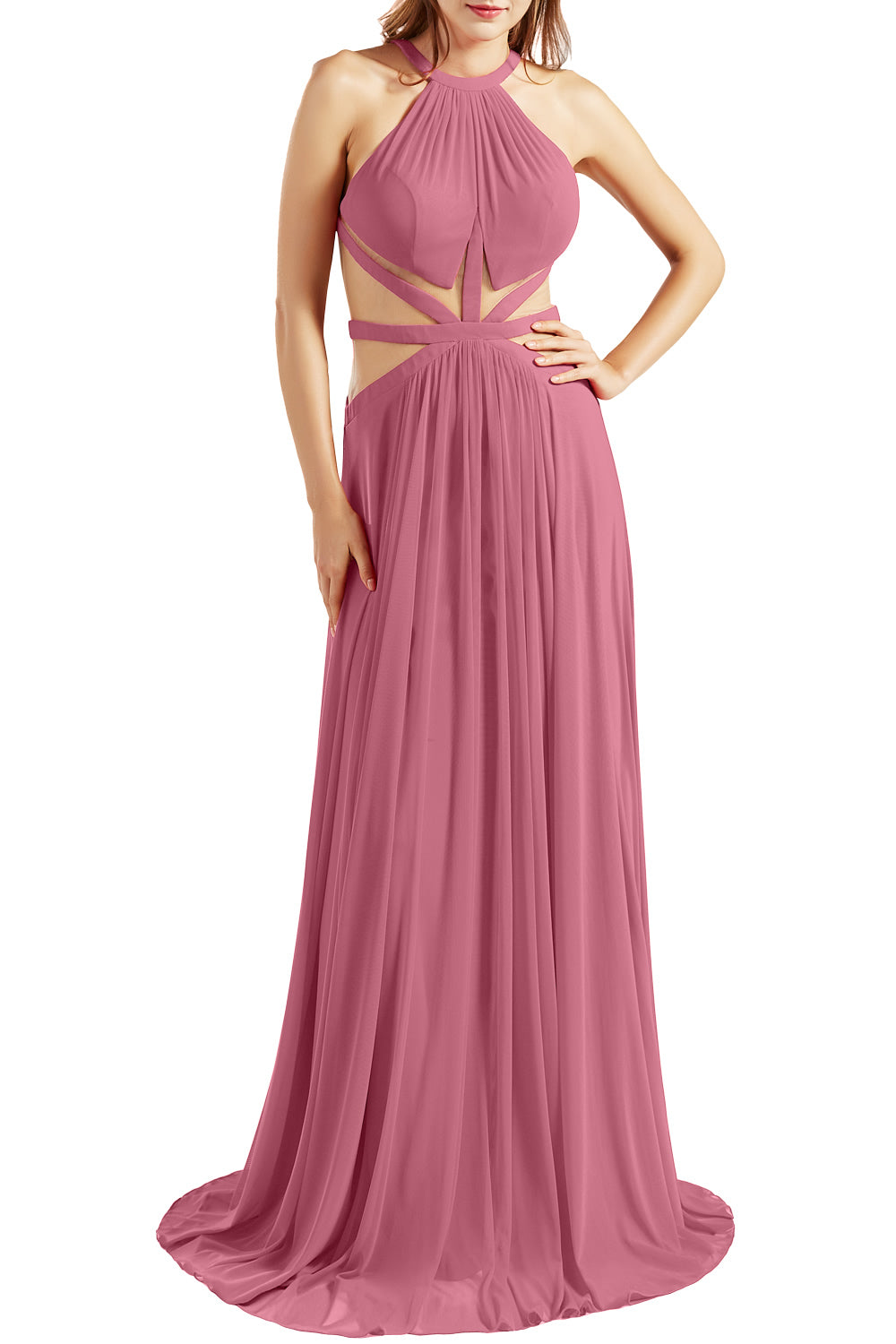 MACloth Damen Neckholder-Ballkleid mit Ausschnitt, formelles Abendkleid für Hochzeit, Party, Ballkleid