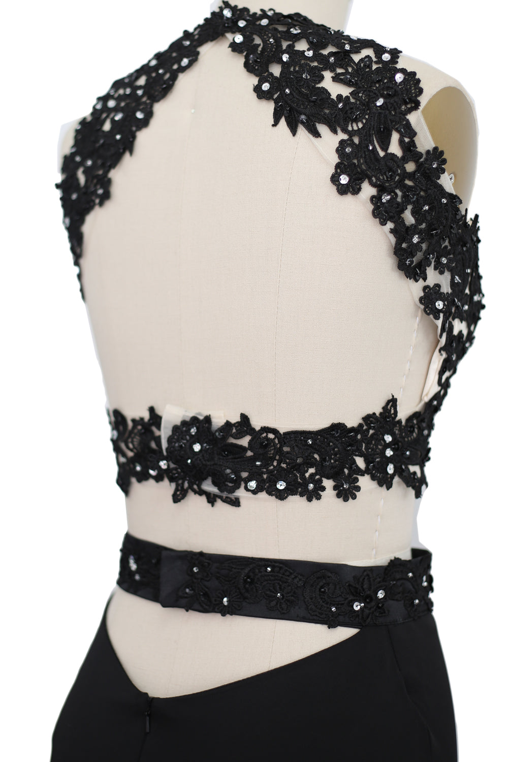 MACloth Damen Meerjungfrau 2-teiliges langes Ballkleid aus Spitze und Jersey, Abendkleid