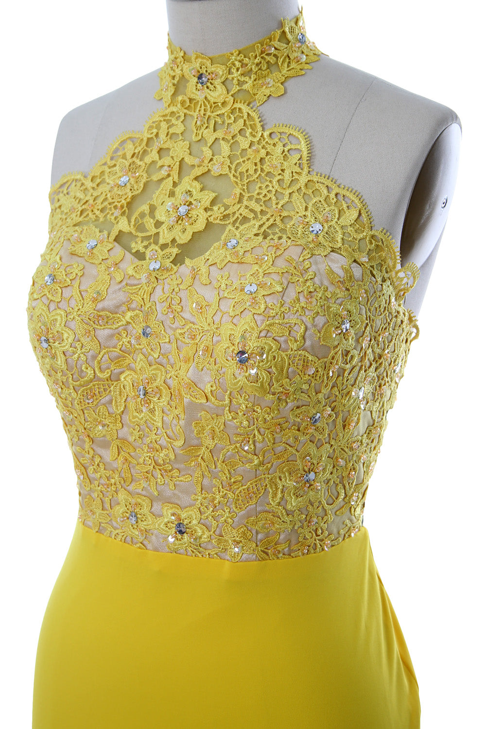 MACloth Women Prom Dresses Mermaid Sleeveless Lace Evening Party Formal Gown