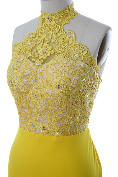 MACloth Women Prom Dresses Mermaid Sleeveless Lace Evening Party Formal Gown