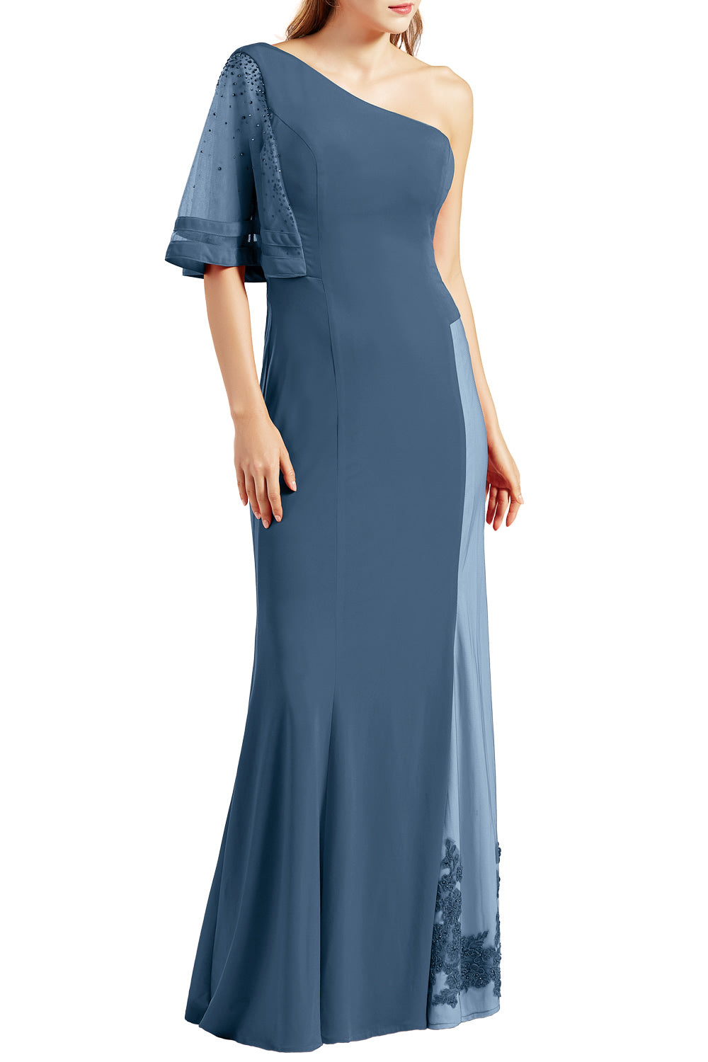 MACloth Women One Shoulder Prom Evening Gown Long Jersey Formal Party Dresses