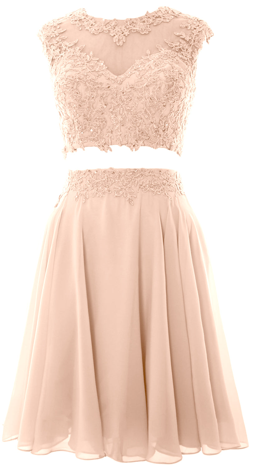 Vestido de fiesta de boda de encaje de 2 piezas estilo vintage para mujer de MACloth