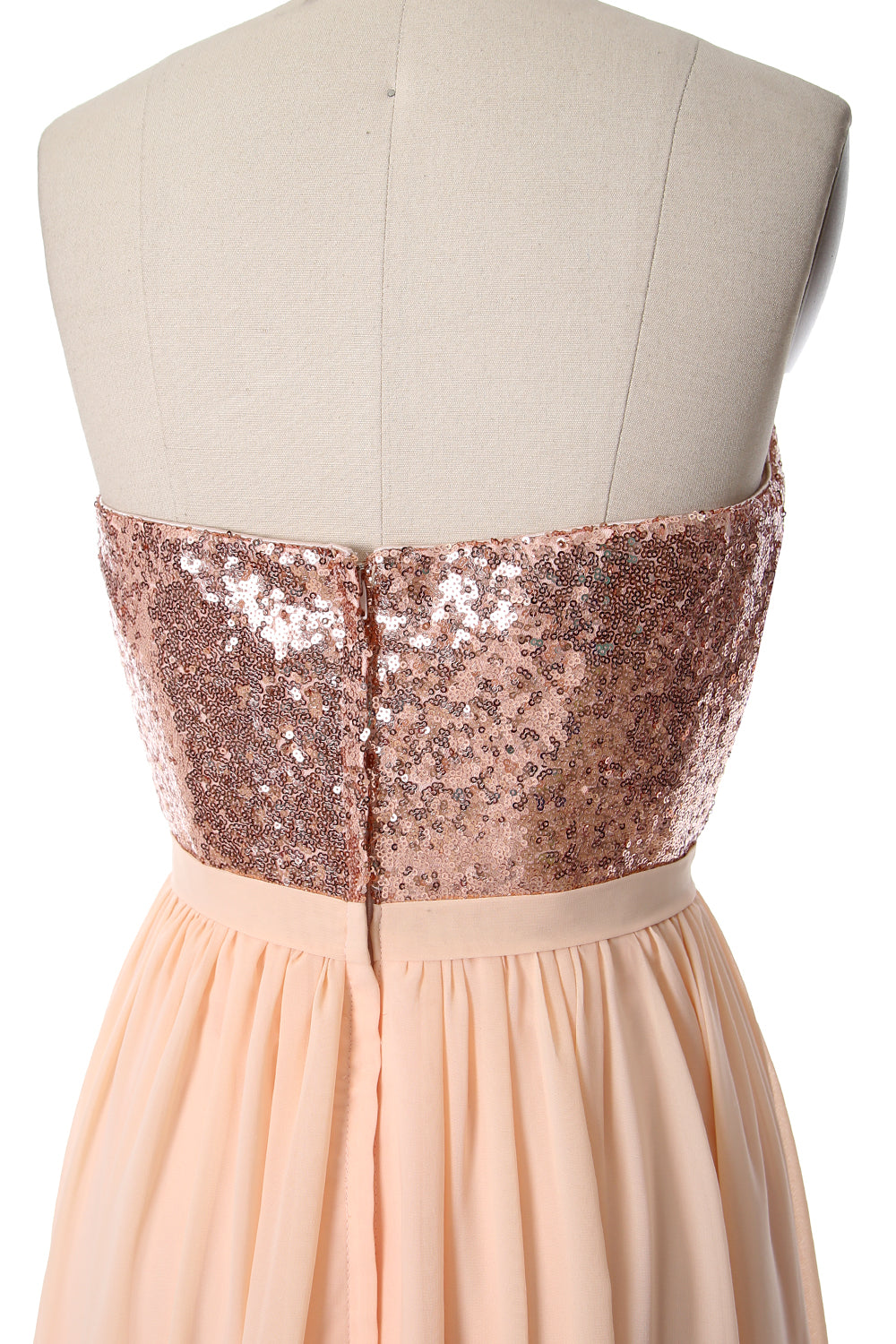 MACloth High Low Brautjungfernkleider Sweetheart Pailletten Hochzeitsfeierkleid