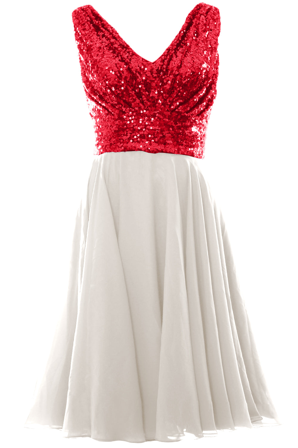 MACloth Women V Neck Sequin Short Wedding Bridesmaid Dresses Mother of Bride