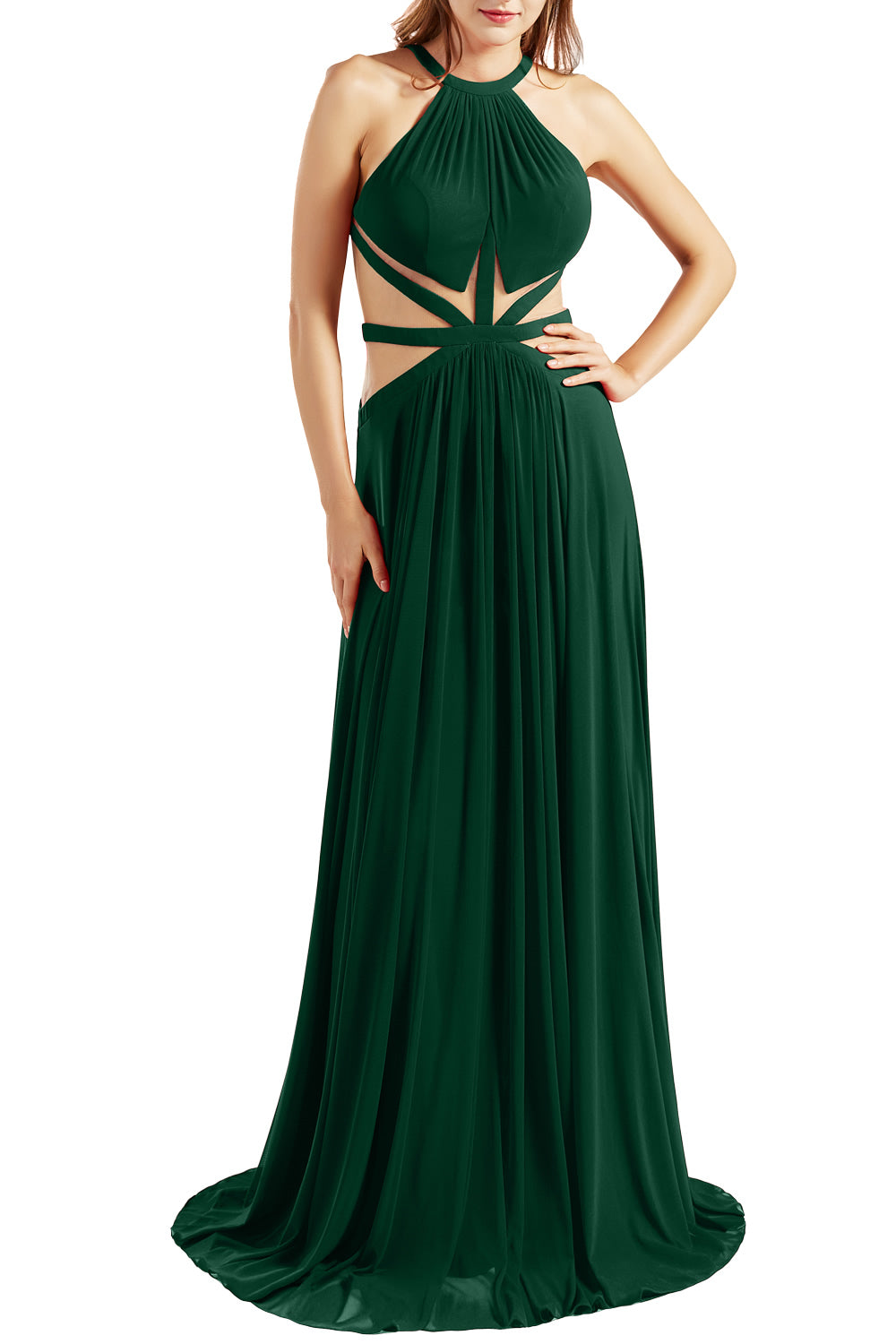 MACloth Damen Neckholder-Ballkleid mit Ausschnitt, formelles Abendkleid für Hochzeit, Party, Ballkleid