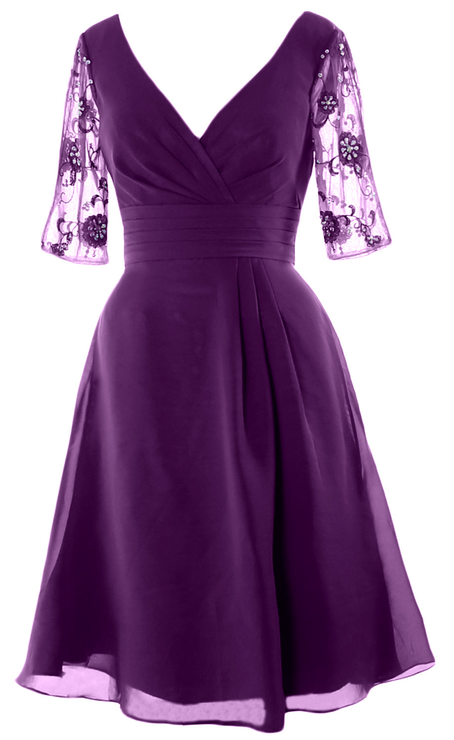 MACloth Vestidos cortos para madre de la novia, mangas cortas, escote en V, cóctel