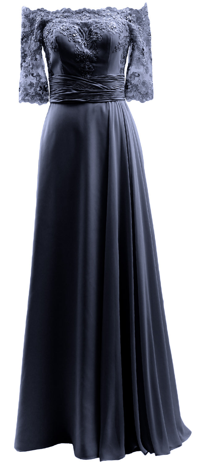 MACloth Damen-Kleid für die Brautmutter, schulterfrei, Spitze, lang, formelles Abendkleid