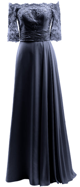 MACloth Women Mother of Bride Dresses Off Shoulder Lace Long Formal Evening Gown