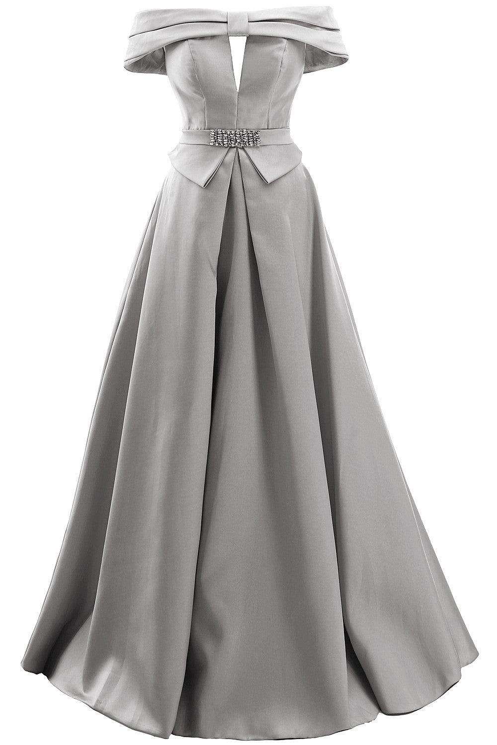 MACloth Damen Schulterfreies Satin-Maxikleid für Ball, formelle Party, Abendkleid