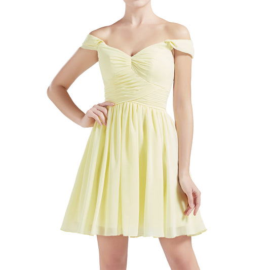 MACloth Women Off Shoulder Short Chiffon Wedding Party Bridesmaid dresses BD MoH