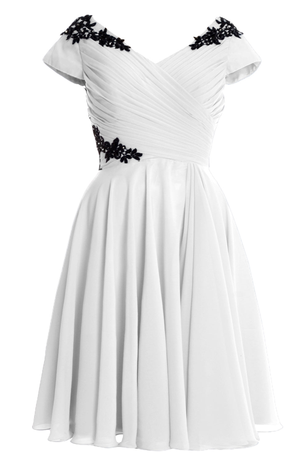 MACloth Damen Kleider für die Brautmutter und den Bräutigam, kurz, Flügelärmel, Brautjungfer, BD MoH