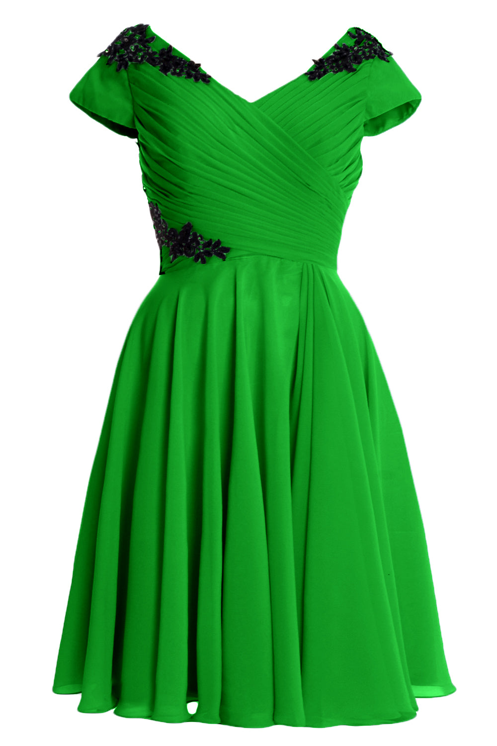 MACloth Damen Kleider für die Brautmutter und den Bräutigam, kurz, Flügelärmel, Brautjungfer, BD MoH