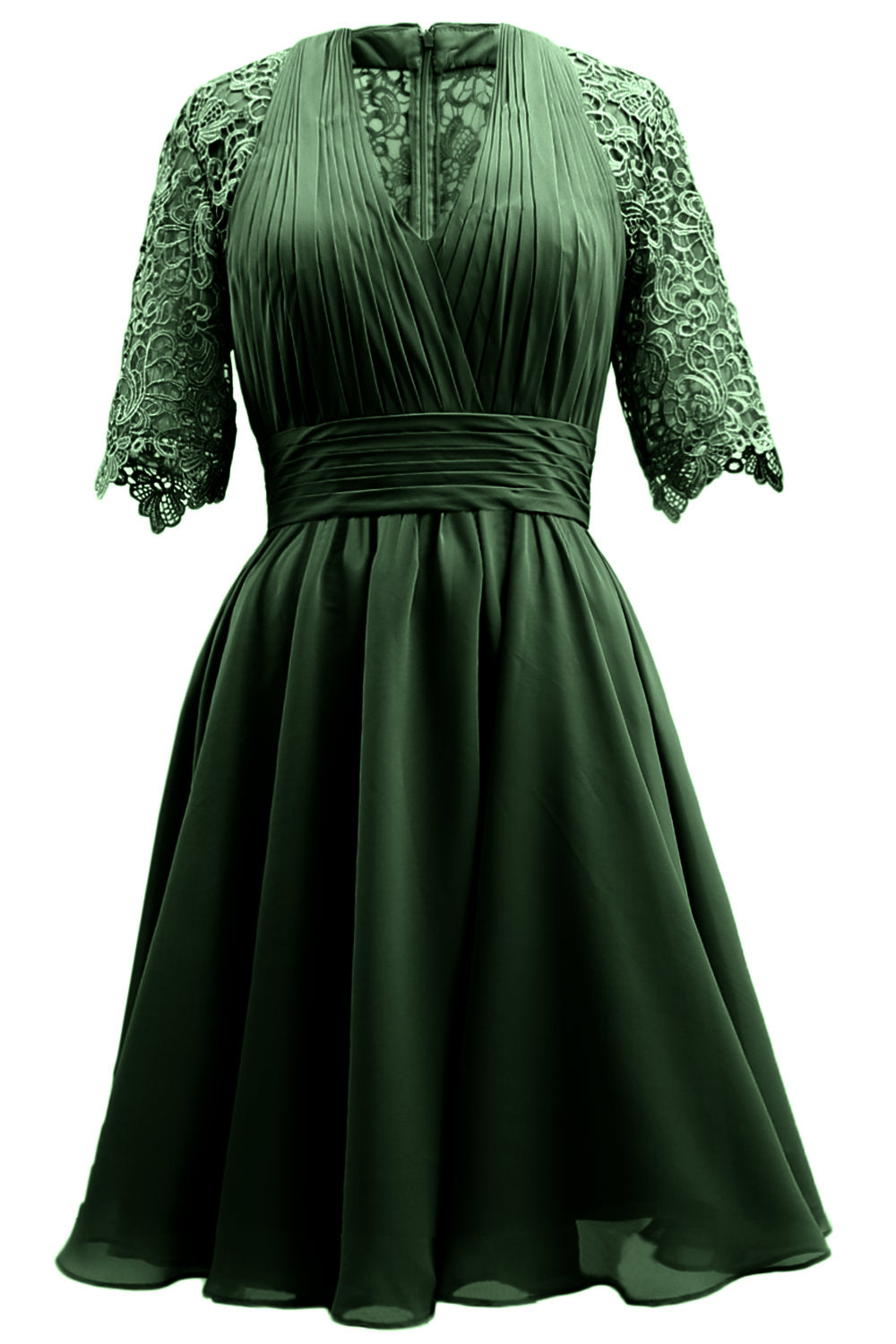 MACloth Vestidos de madre de la novia Encaje Cóctel Fiesta Invitada de boda Medias mangas