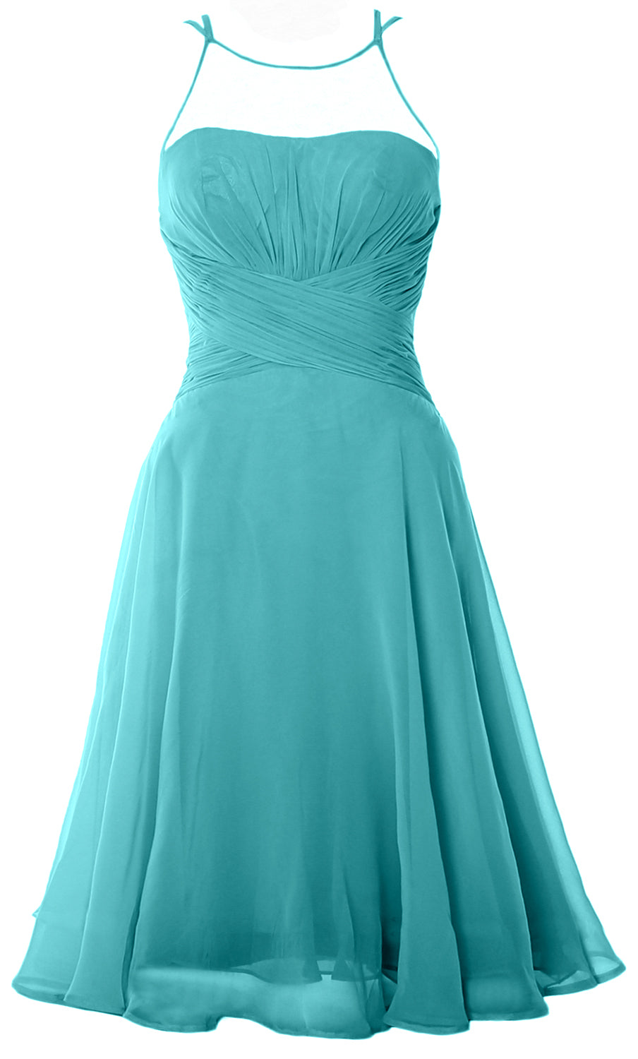 Vestido de cóctel corto elegante con ilusión de MACloth, vestido formal de gasa para boda o fiesta