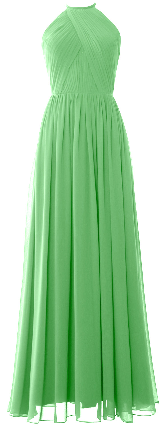 MACLoth Halter Vestidos largos de dama de honor Vestido de noche formal para boda MoH