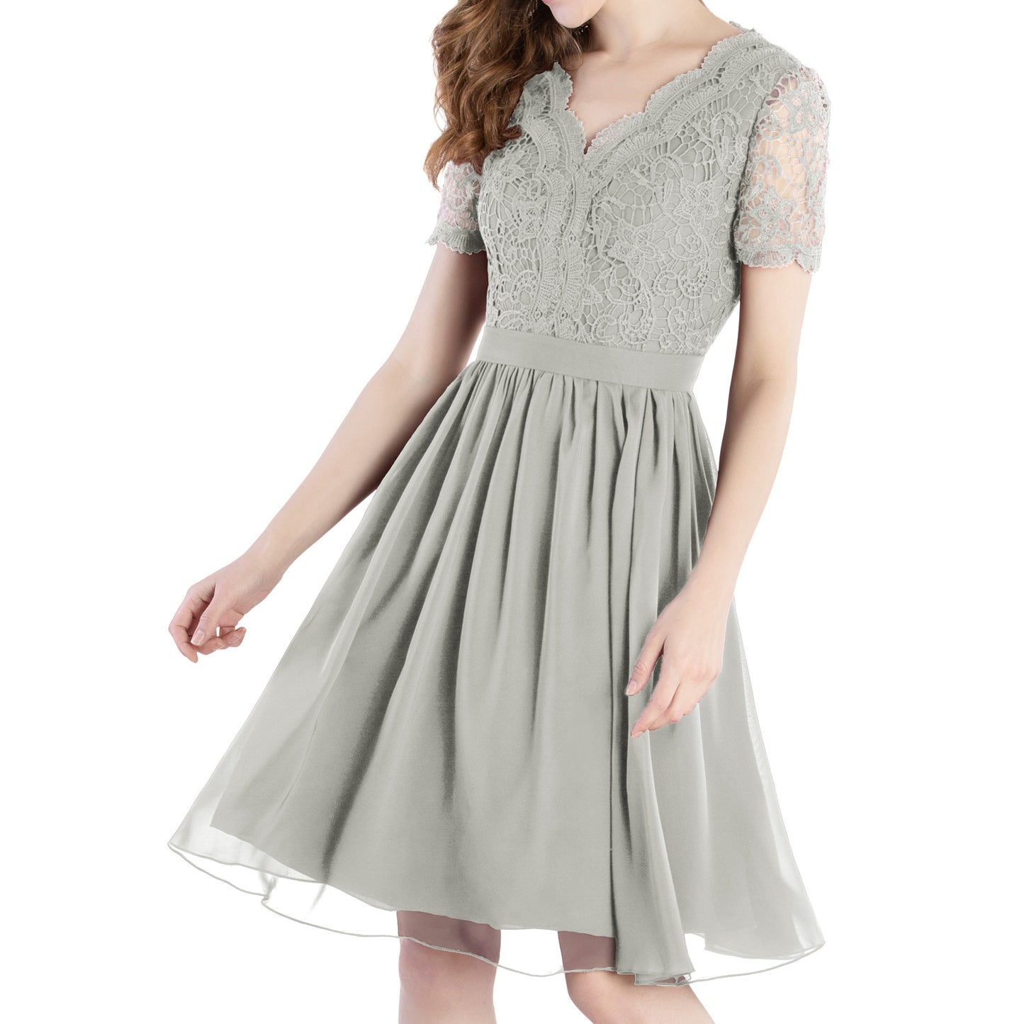 MACloth Mother of Bride Dresses Short Sleeves Wedding Guest Party Formal Gown Dusty Mauve