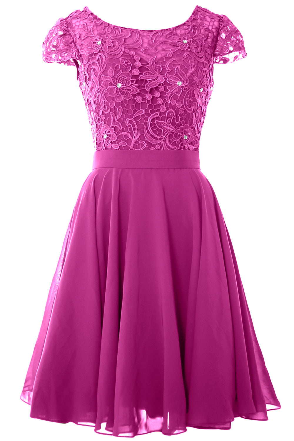 MACloth Women Short Cap Sleeve Lace Wedding Bridesmaid Mother Dresses Homecoming