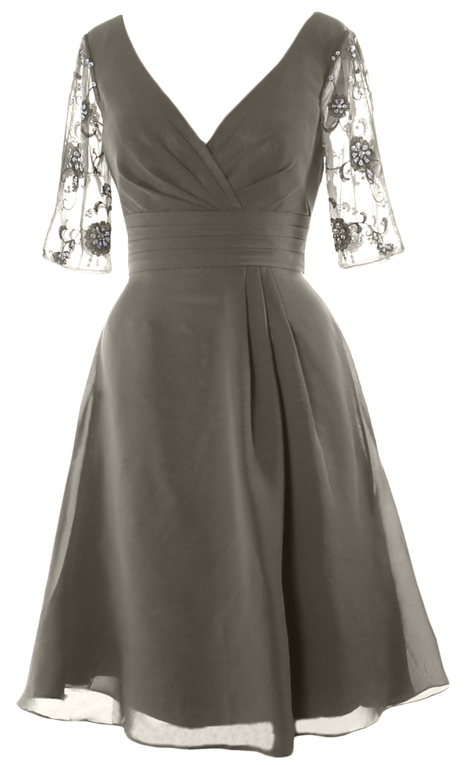 MACloth Vestidos cortos para madre de la novia, mangas cortas, escote en V, cóctel