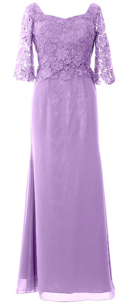 MACloth Women Mother of Bride Dresses Half Sleeves Lace Formal Evening Gown